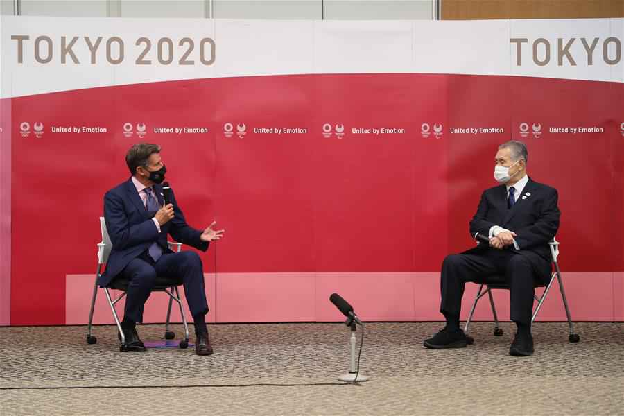 （体育）（7）世界田联主席塞巴斯蒂安·科与东京奥组委主席森喜朗举行会谈